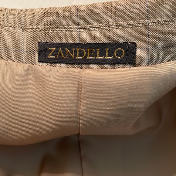 Zandello Tan Blue Stripes Mens Suit Jacket and Pants Tuxedo size 52R and 46R - Picture 3 of 17